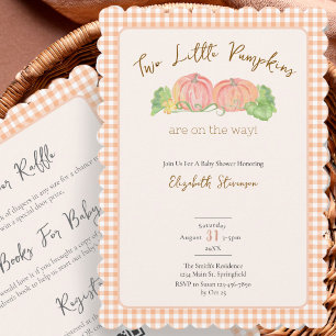 Double Sided Twins Baby Shower Little Pumpkins Invitation