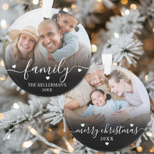Double Sided Two Photo Family Christmas Ornament