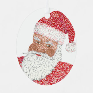 Double Sided Two Shades of Santa Christmas Metal Ornament