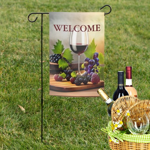  Double Sided Vintage Wine with Fruit Welcome  Garden Flag