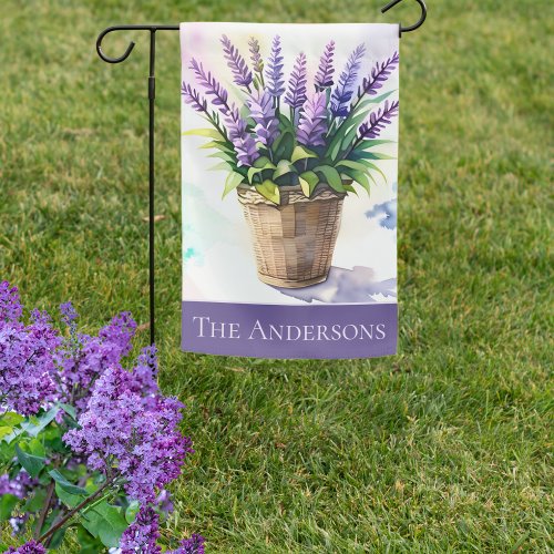 Double Sided Watercolor Basket of Lilacs Signature Garden Flag