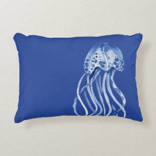 Double-sided watercolor jellyfish stringray custom accent pillow