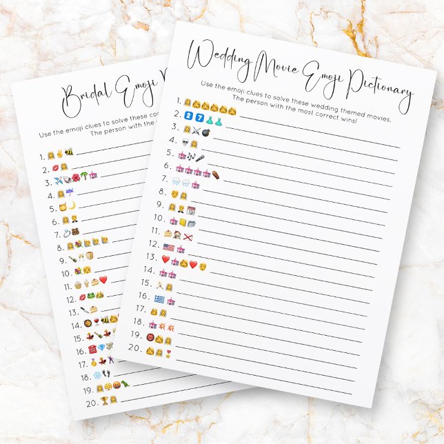 Double Sided Wedding Emoji Pictionary Game (Creator Uploaded)