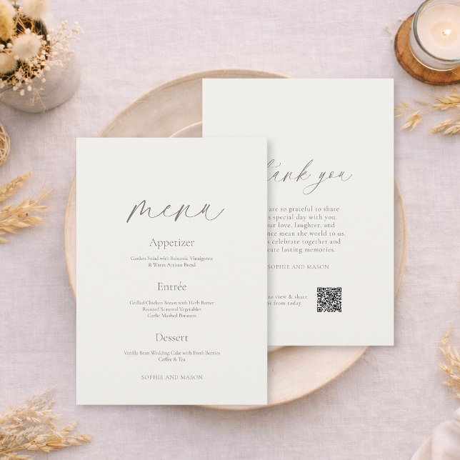 Double-Sided Wedding Menu & Thank You Card (Creator Uploaded)