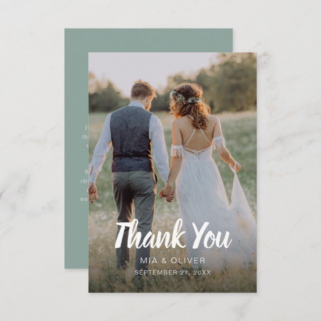 Double Sided Wedding Thank You Card with Photo (Front/Back)