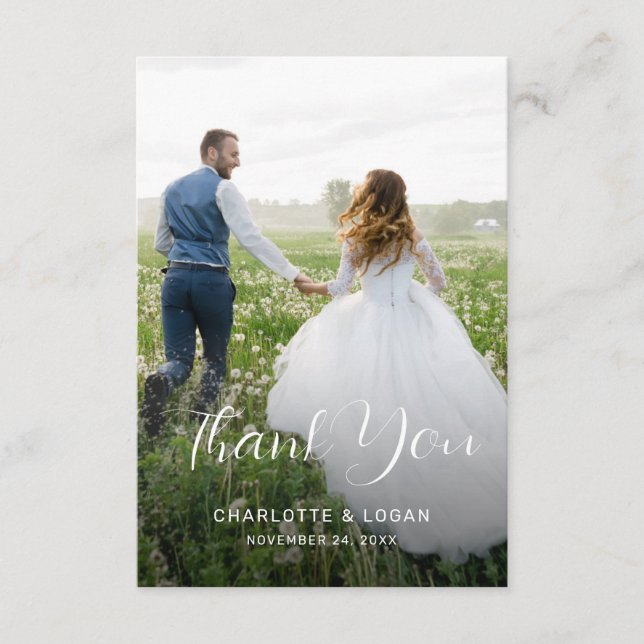 Double Sided Wedding Thank You Card with Photo (Front)