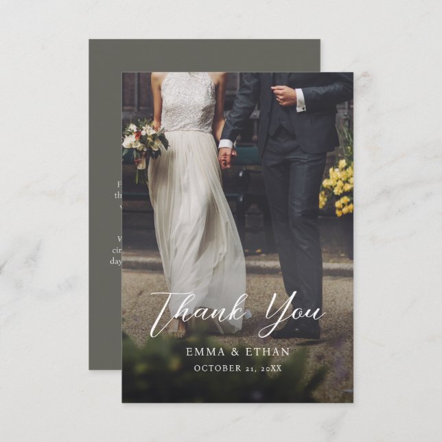 Double Sided Wedding Thank You Card with Photo (Front/Back)