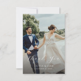 Double Sided Wedding Thank You Card with Photo