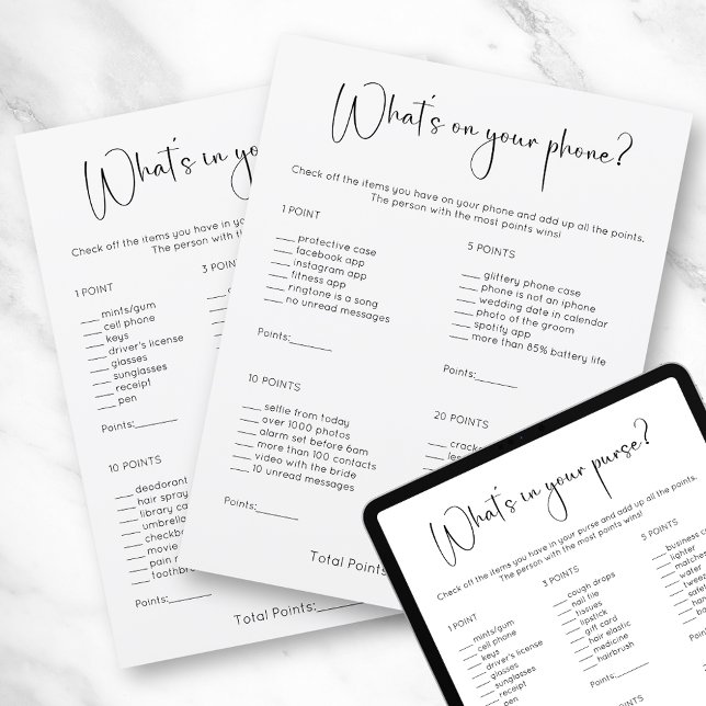 Double Sided What's In Your Purse and Phone Game Invitation (Creator Uploaded)