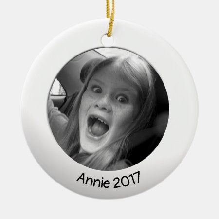 Double Sided White 2 X Custom Photo And Text Ceramic Ornament