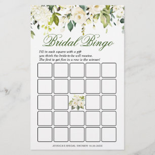 DOUBLE SIDED White Roses Floral Bridal Shower Game