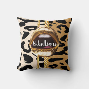 Double Sided Wild Gold lips Gift Décor Beauty Girl Throw Pillow