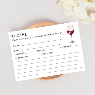 Double Sided Wine Themed Bridal Shower Recipe Card