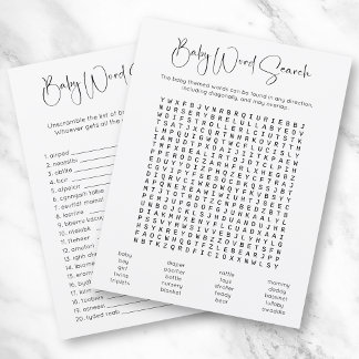 Double Sided Word Search Scramble Baby Shower Game