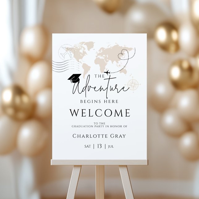 DOUBLE SIDED world map graduation party welcome Foam Board (Creator Uploaded)