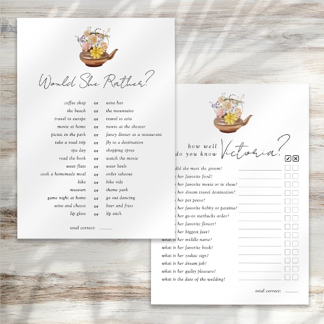 Double Sided Would You Rather Bridal Shower Games Invitation (Creator Uploaded)