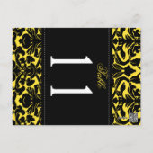Double-sided Yellow and Black Damask Table Number (Back)