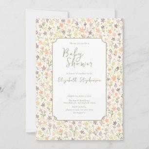 Double Sided Yellow Flowers Baby Shower Invitation