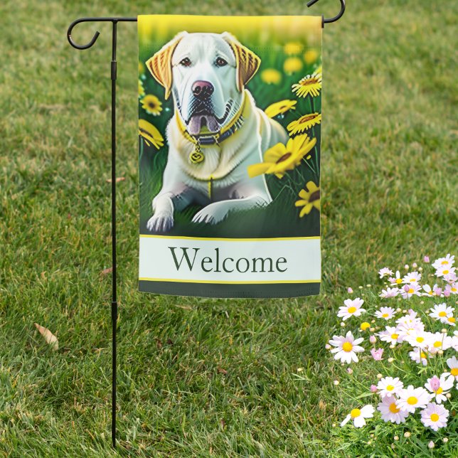  Double Sided Yellow Lab in Wildflowers Welcome Garden Flag (Creator Uploaded)