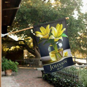 Double Sided Yellow Lilies in Glass House Flag