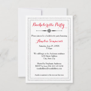 Double Silver Trim - 3x5 Bachelorette Invitation
