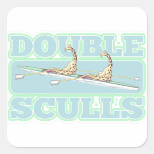 Double skulls rowing square sticker