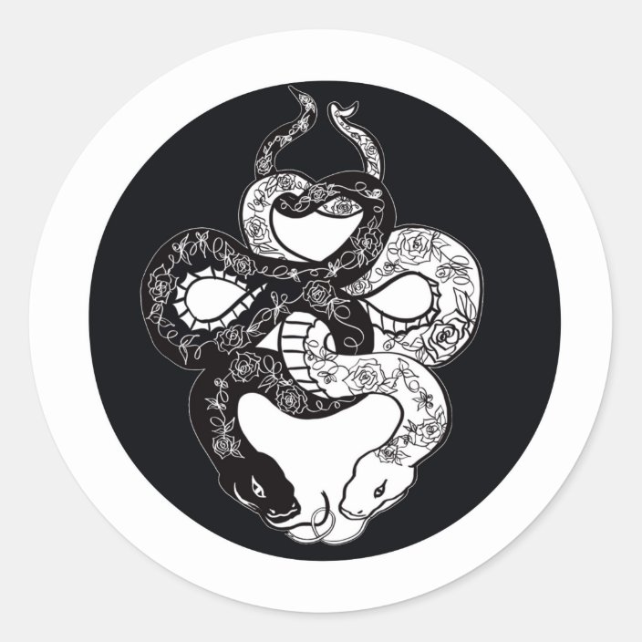 double snake circle classic round sticker | Zazzle.com