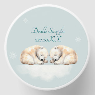 Double Snuggles Twin Polar Bear Baby Shower Mini Candle Favors