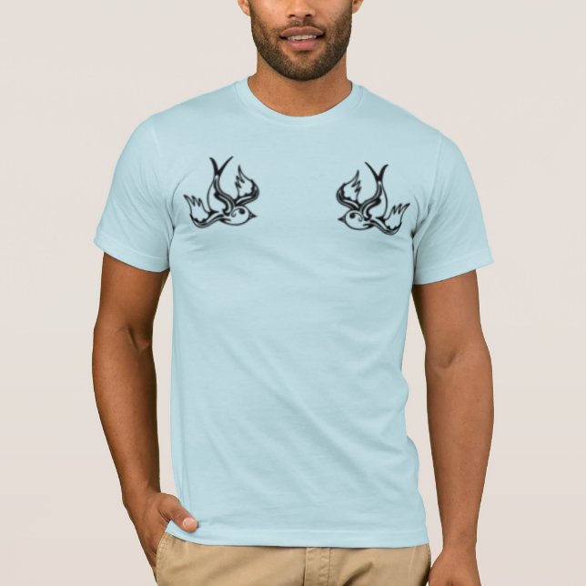 Double Sparrow light blue mens fitted tshirt (Front)