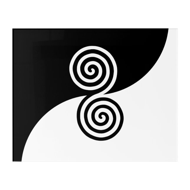 Double Spiral Art in Black & White Acrylic Print (Front)