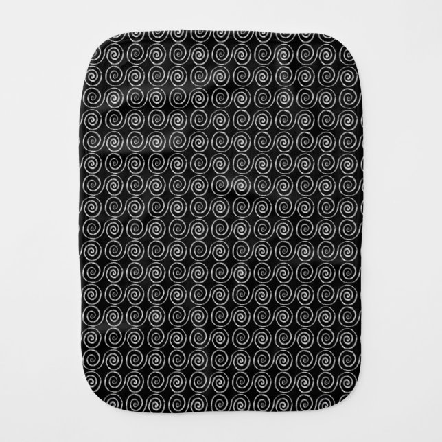 Double Spiral Celtic Pattern Baby Burp Cloth (Front)