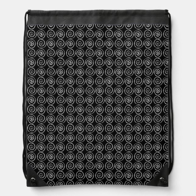 Double Spiral Celtic Pattern Drawstring Bag (Front)