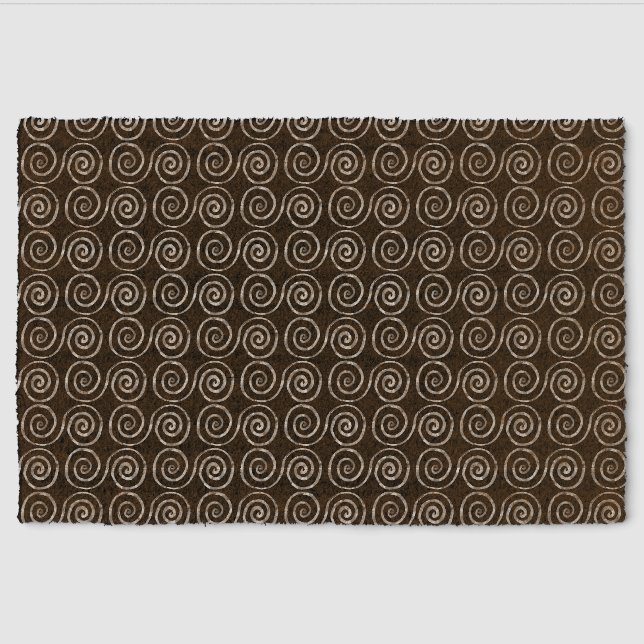 Double Spiral Celtic Pattern Fiber Doormat (Front)