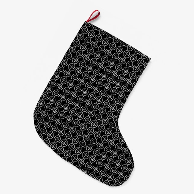 Double Spiral Celtic Pattern Large Christmas Stocking (Front (Hanging))
