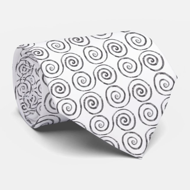 Double Spiral Celtic Pattern Neck Tie (Rolled)