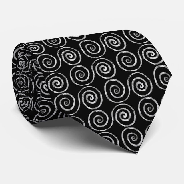 Double Spiral Celtic Pattern Neck Tie (Rolled)