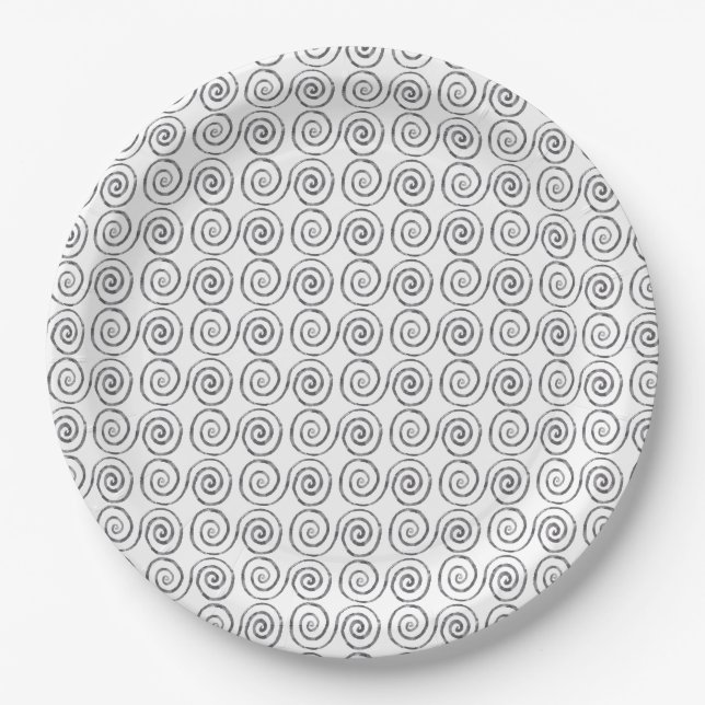 Double Spiral Celtic Pattern Paper Plates (Front)