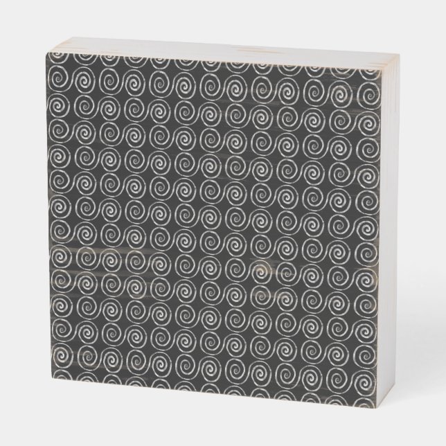 Double Spiral Celtic Pattern Wooden Box Sign (Angled Horizontal)