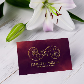 Double Spiral Nautilus Shell Gold Outline Business Card