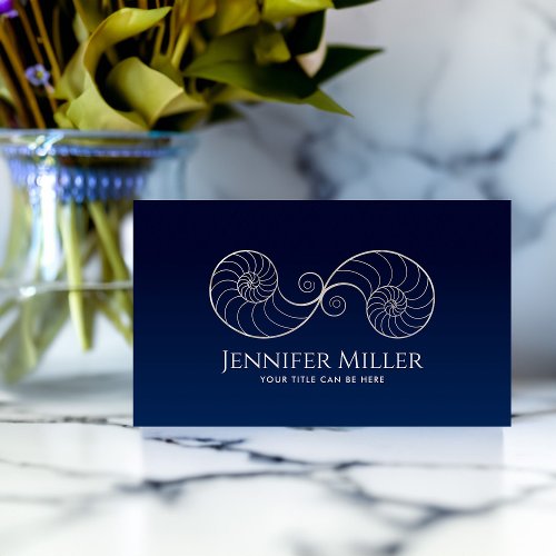 Double Spiral Nautilus Shell Pearl Outline Business Card