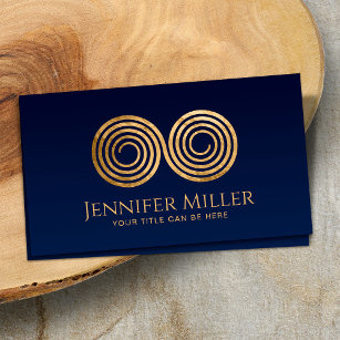 Double Spiral Symbol of Balance -Golden Texture Business Card
