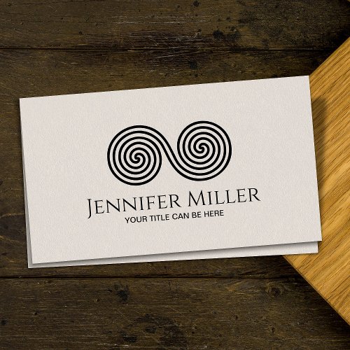Double Spiral Symbol of Balance _ Minimal Black Business Card