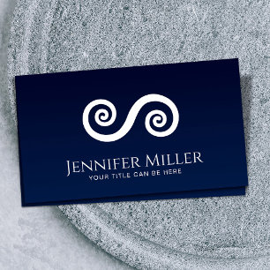 Double Spiral Symbol of Balance - Minimal White Business Card
