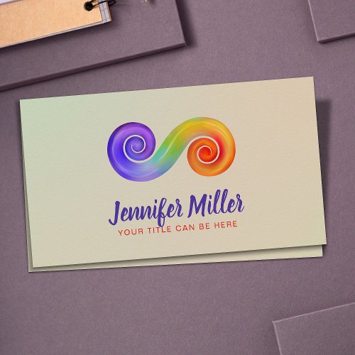 Double Spiral Symbol of Balance _ Rainbow flow Business Card