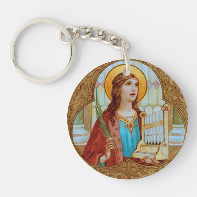 Double St. Cecilia of Rome (BK 003) Keychain (Front)