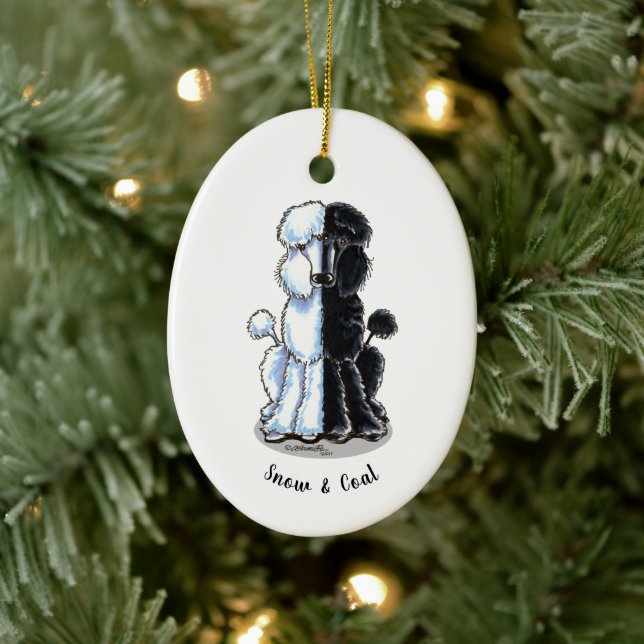 Double Standard Poodles Personalized Ceramic Ornament (Tree)