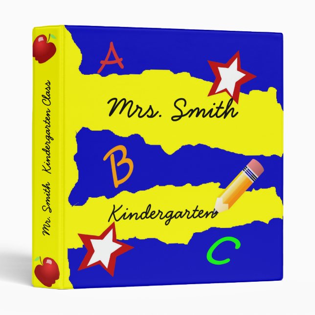 Double Star Blue and Yellow School Binder (Front/Spine)