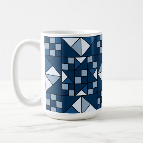 Double Star Chain Shades of Blue Quilt Coffee Mug