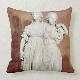 Double statue of the Princesses Louise (1776-1810) Throw Pillow