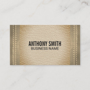 Double Stitched Leather Sepia Tone Luxury Business Card